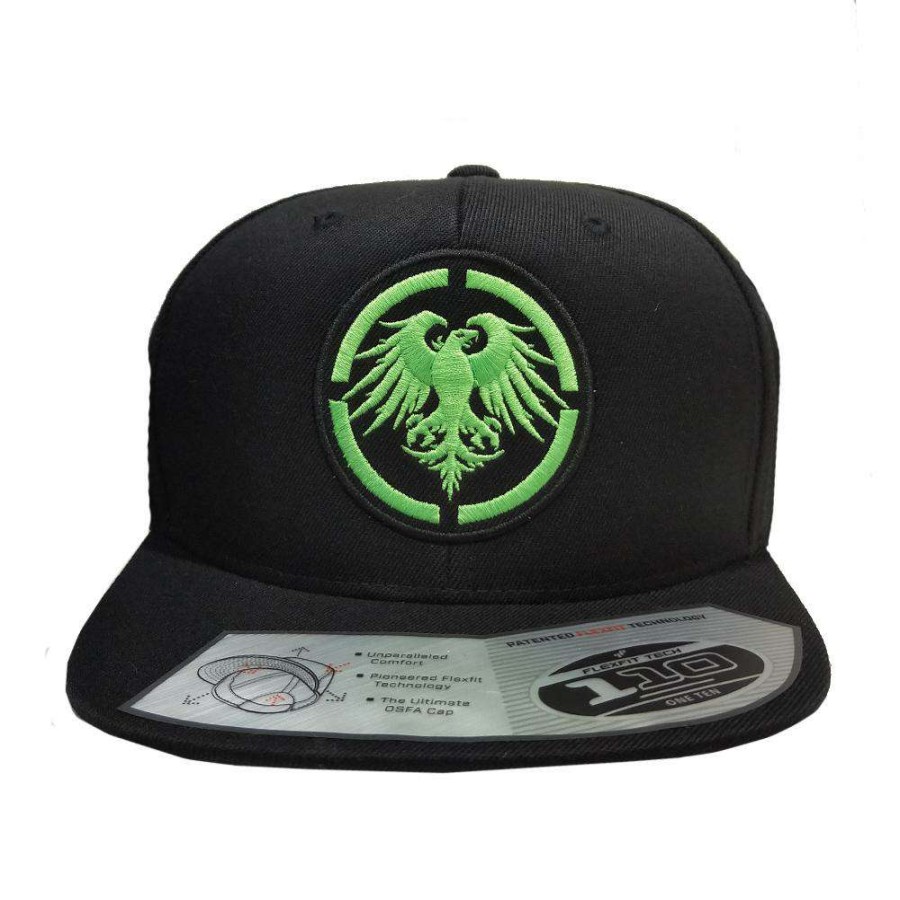 Accessories * | Never Summer Round Eagle Adjustable Hat 30%-70% Off Black/Neon Green