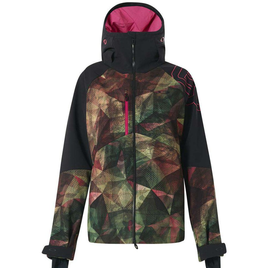 Apparel * | Oakley Hourglass Softshell 3L 10K Jacket 2020 Cheaper Geo Camo Green Pink